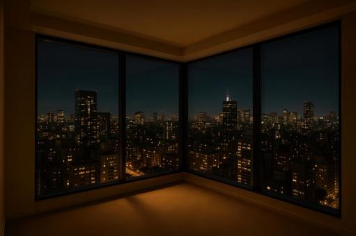 角部屋からの夜景眺望 角部屋からの夜景眺望の写真