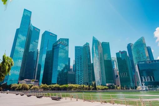 【シンガポール】金融街の街並み シンガポール,ホテル,海の写真素材