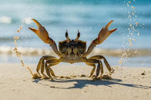 戯れるカニ 戯れるカニの写真