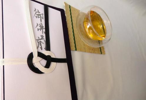 やすらかにそっと話しかける日 香典袋,ふくさ,紫の写真素材