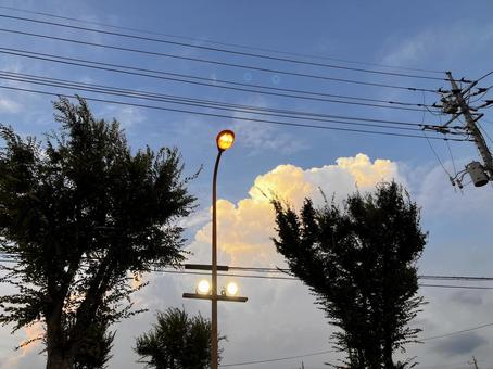 見上げてみれば電灯と雲 見上げてみれば電灯と雲の写真