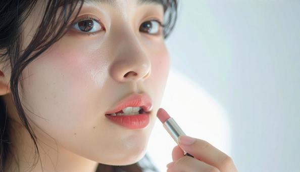 口紅をつける女性 口紅をつける女性の写真