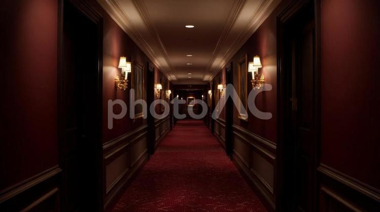 高級ホテルの赤い廊下・ヨーロピアン・豪華 ホテル,赤い廊下,高級感の写真素材