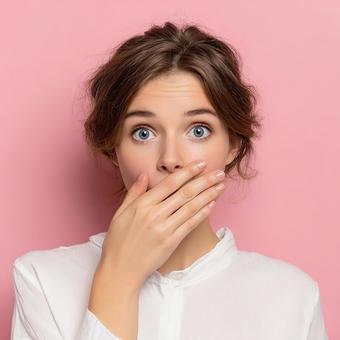 驚きと無邪気さが混じり合う白人女性の表情 驚きと無邪気さが混じり合う白人女性の表情の写真