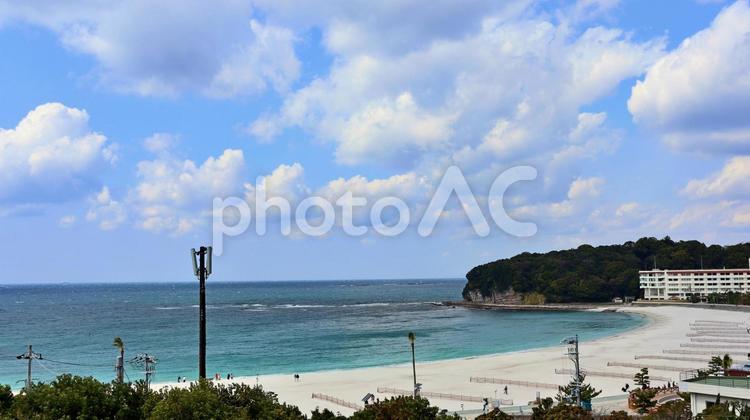 青空と白い砂浜が広がる白良浜 白良浜,砂浜,青空の写真素材