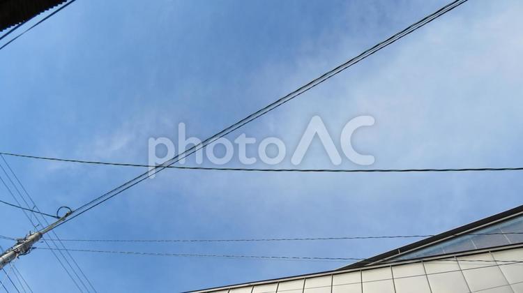 大阪の空模様 空,空模様,電線の写真素材
