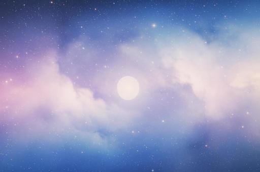 星空と満月の幻想的な風景 星空と満月の幻想的な風景の写真