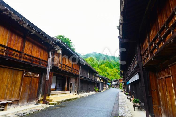 情緒漂う妻籠宿の風景 妻籠,宿場町,旅籠の写真素材