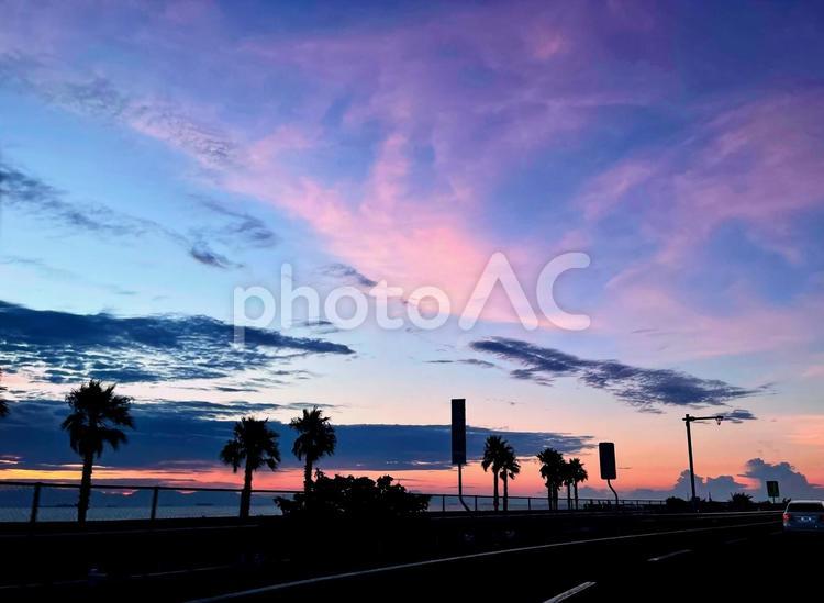 空 海,夕焼け,空の写真素材