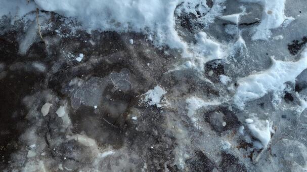 ツルツルの道 雪,外,野外の写真素材