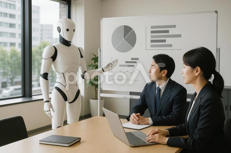 商談を支えるビジネスロボット ロボット,日本,ビジネスの写真素材