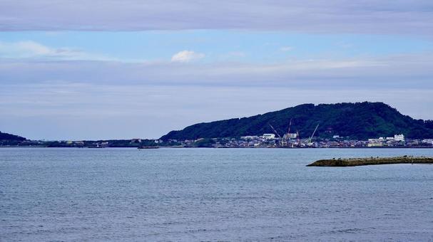 千葉県館山市北条海岸から見た風景 千葉県館山市北条海岸から見た風景 千葉,館山,北条の写真素材