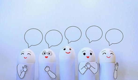 吹き出し付きの笑顔の人形５人衆 人形,こけし,笑顔の写真素材