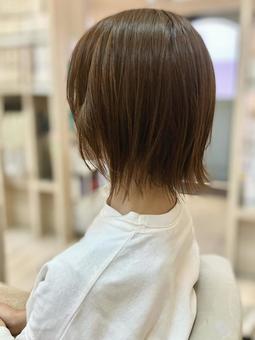 ショートヘア 美容院 女性,ボブ,ショートヘアの写真素材