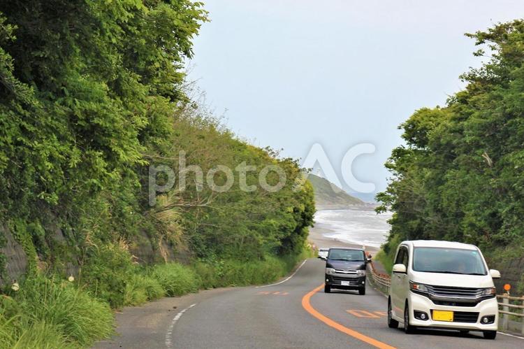 御前崎の海へ 海,ドライブ,波打ち際の写真素材
