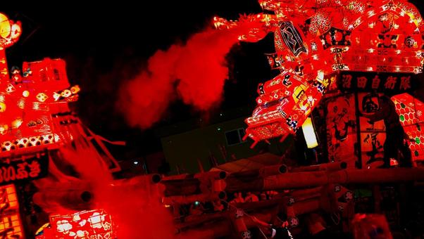 北海道沼田町の夜高行燈祭り 北海道沼田町の夜高行燈祭り イベント,爽やか,夜の写真素材