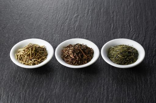 お茶3種(加賀棒茶　ほうじ茶　緑茶） ほうじ茶,棒茶,緑茶の写真素材