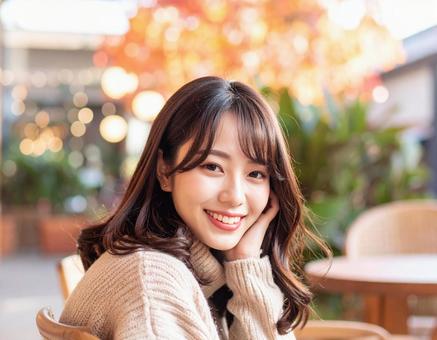 秋冬ファッション女性ポートレートの写真