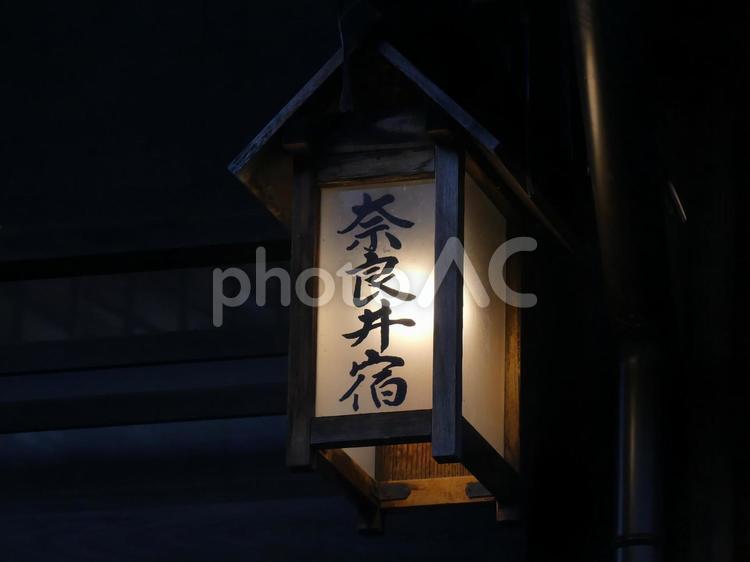 木曽路奈良井宿の街路灯 木曽路,奈良井宿,宿場町の写真素材