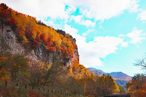紅葉の層雲峡 紅葉の層雲峡 紅葉,秋,層雲峡の写真素材