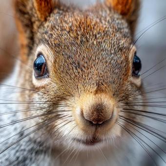 リスの顔と目の極端なクローズアップ リスの顔と目の極端なクローズアップの写真