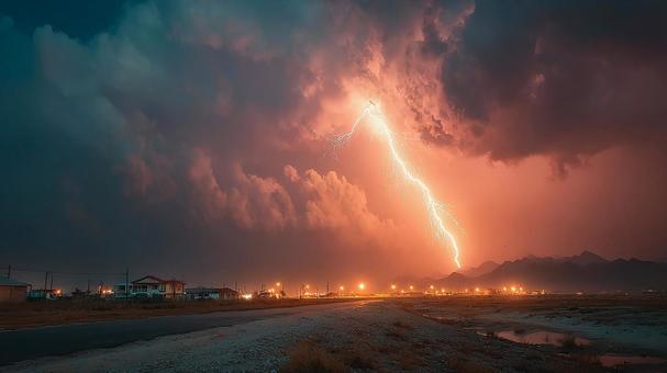 夜空を裂く激しい稲妻 夜空を裂く激しい稲妻の写真