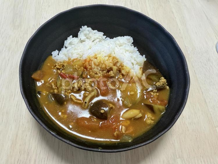 トマトとナスのカレーライス カレーライス,トマト,茄子の写真素材