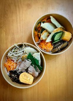 Handmade lunch set with plenty of vegetables, JPG