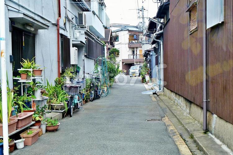 昭和の雰囲気を残す町角 町角,隘路,町並みの写真素材