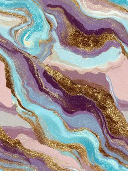 幻想的なパステルカラーとゴールドの波の写真