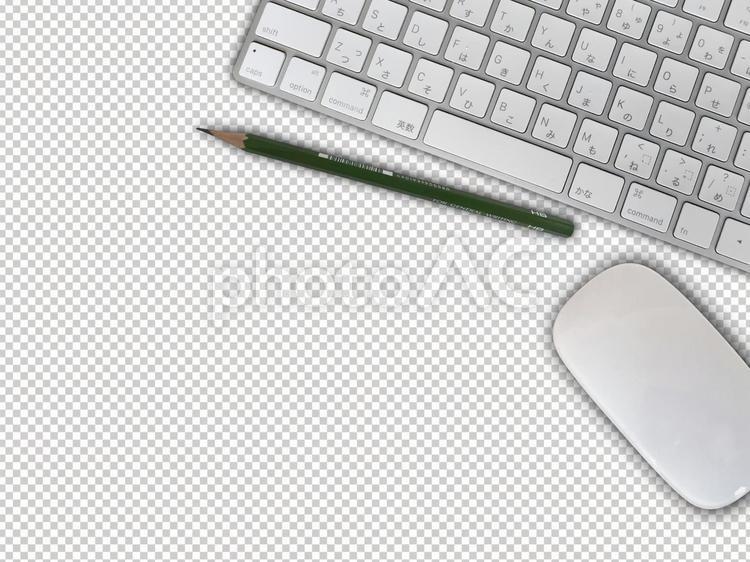 デスクワークのイメージ（切り抜き） キーボード,鉛筆,エンピツの写真素材