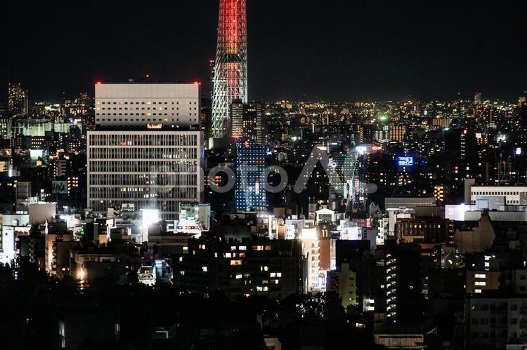 文京シビックセンターから見えるスカイツリー１４ skytree,tokyoskytree,オフィスビルの写真素材