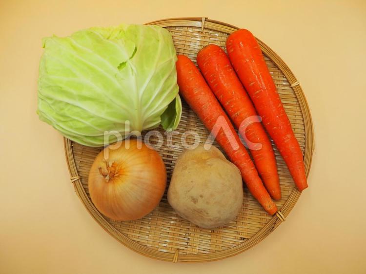 家庭料理の食材・野菜 野菜,キャベツ,人参の写真素材