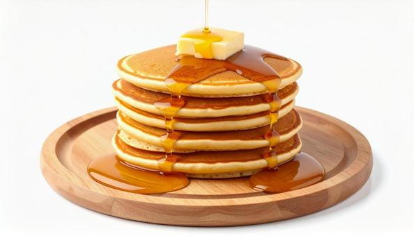 木製プレートの上のパンケーキの写真