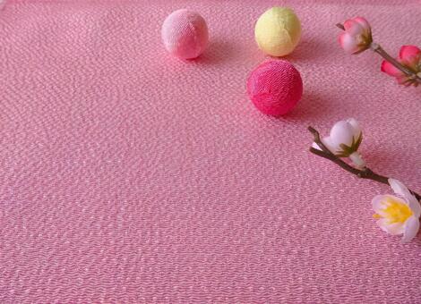 優しい３色のちりめんと梅の花 和風,背景,テクスチャの写真素材