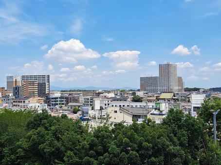 高台からの守谷市の街並みの眺望 高台からの守谷市の街並みの眺望 守谷市,住宅街,家並みの写真素材