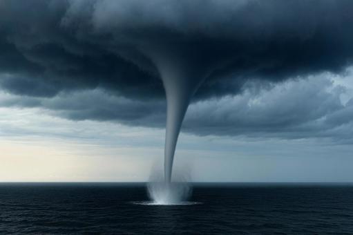 荒れた海で発生した海上竜巻、自然の脅威 荒れた海で発生した海上竜巻、自然の脅威の写真