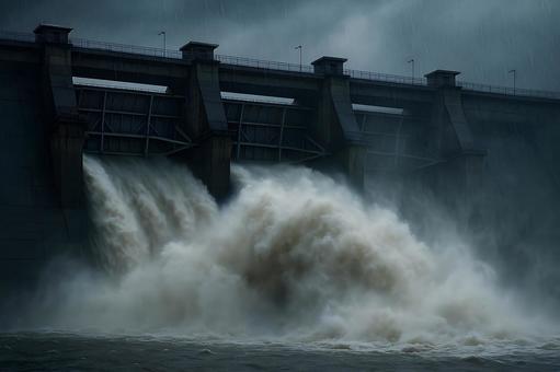 豪雨の非常放流 豪雨の非常放流の写真