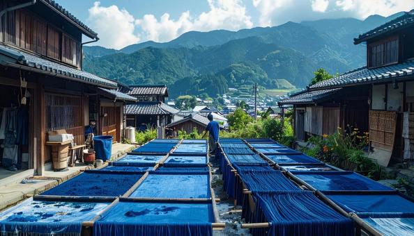 天然素材の藍染め作業 天然素材の藍染め作業の写真