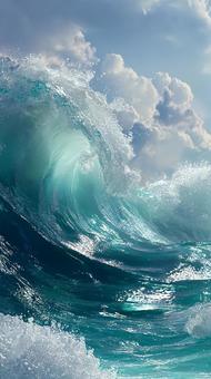 大自然の脅威、津波の写真