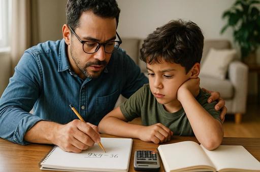 父と子の勉強時間 父と子の勉強時間の写真