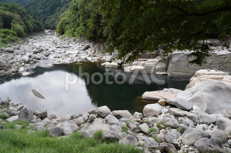 【長野】寝覚の床の風景 寝覚の床,木曽川,花崗岩の写真素材