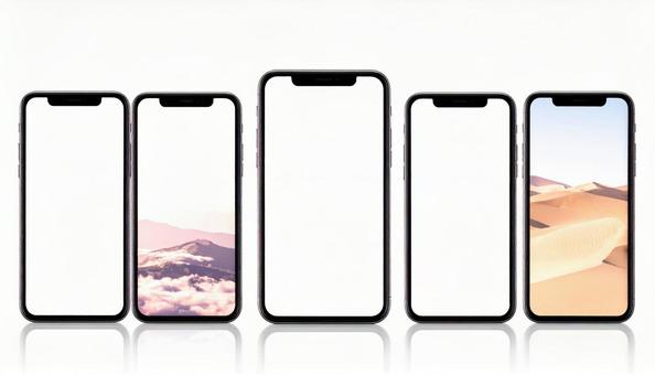 複数のスマートフォンのモックアップ 複数のスマートフォンのモックアップの写真