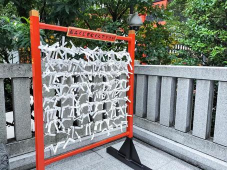 おみくじ掛け（おみくじ結び所） おみくじ掛け,籤,結び付けの写真素材