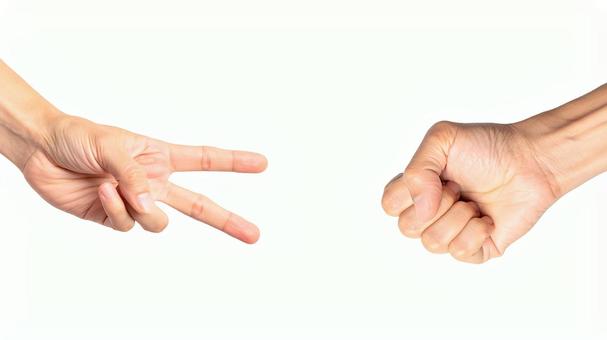 手の形・じゃんけん(チョキとグー) 手の形・じゃんけん(チョキとグー)の写真