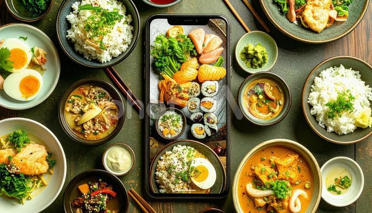 携帯からメニューを注文する手元 注文,携帯電話,メニューの写真素材