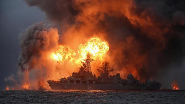 夜の海を焼く炎 夜の海を焼く炎の写真