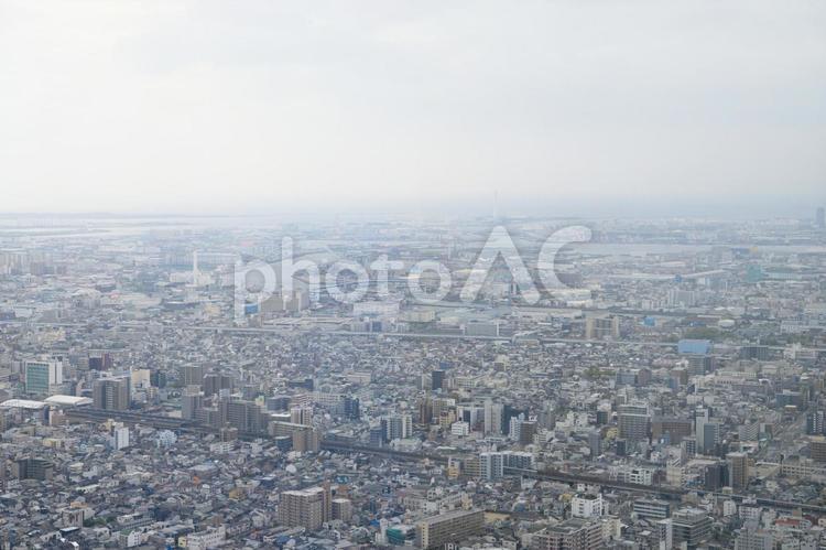 あべのハルカスからの風景　曇り 大阪,大阪市,関西の写真素材