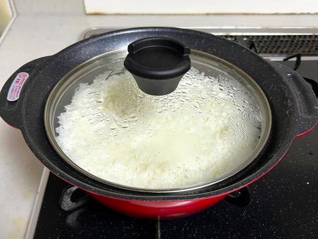 鍋炊きごはん 白米,炊く,鍋炊きの写真素材