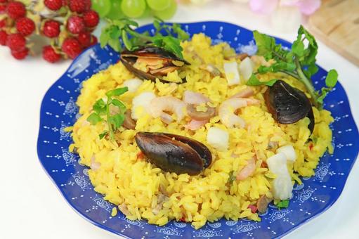 パエリア パエリア パエリア,スペイン料理,シーフードの写真素材